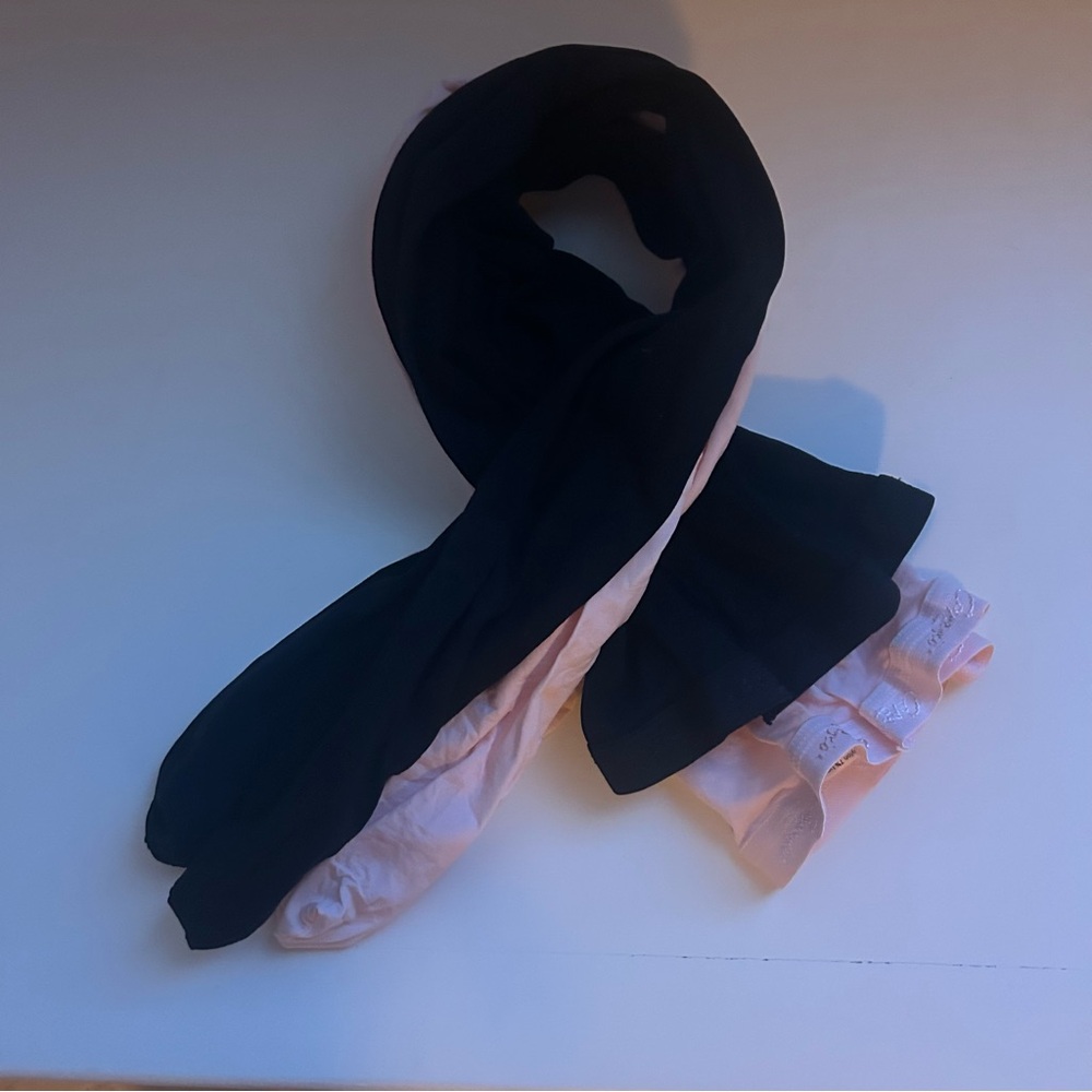 2 Pairs Capezio Ballet Tights (Black and Pink) Size XL